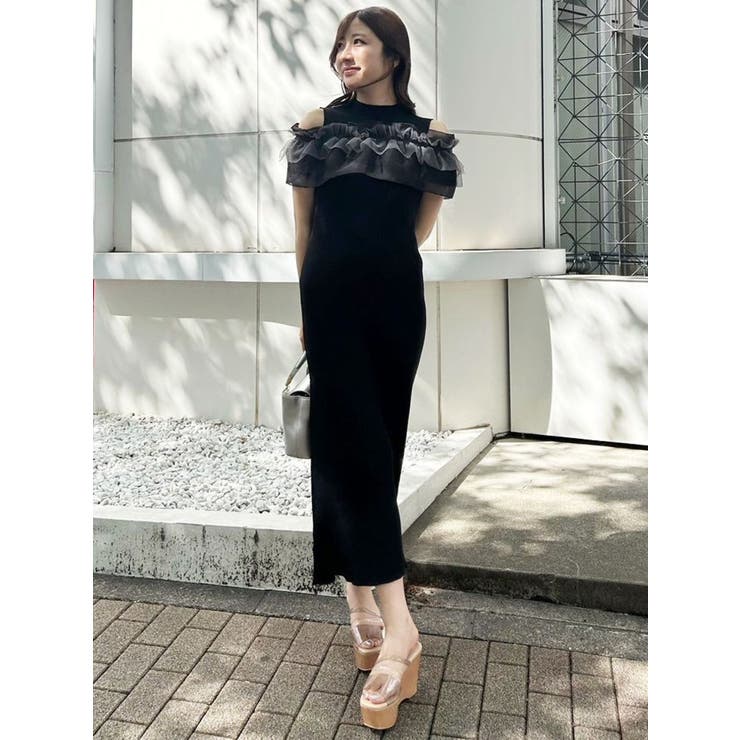 チュールラッフルセットニットワンピース[品番:MKSW0059064 チュールラッフルセットニットワンピース[品番:MKSW0059064