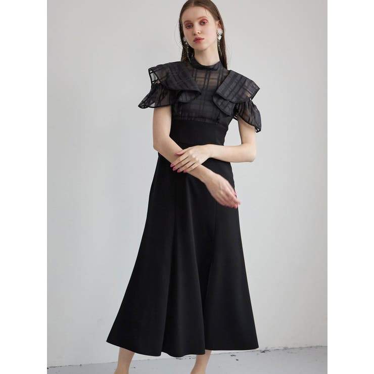 シアーチェックラッフルドッキングワンピース[品番：MKSW0058750  