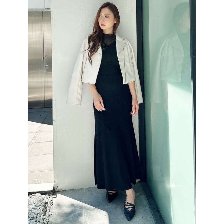 2WAYオーガンジードッキングラッフルニットワンピース | MERCURYDUO | 詳細画像13 