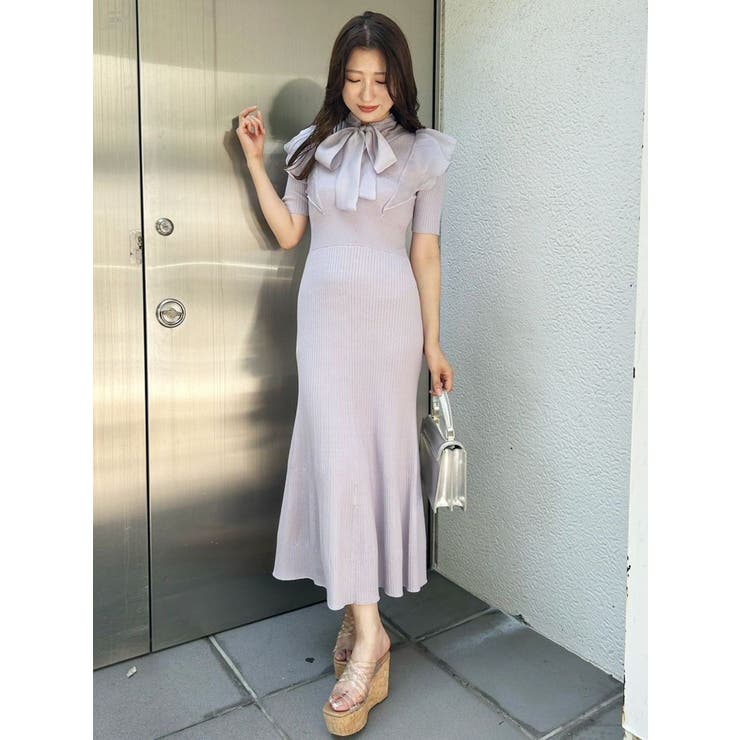 2WAYオーガンジードッキングラッフルニットワンピース | MERCURYDUO | 詳細画像15 