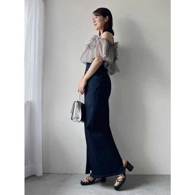 MERCURYDUO マーキュリーデュオ チュールフリルトップス　ブラック マーキュリーデュオ MERCURYDUO チュールフリルトップス