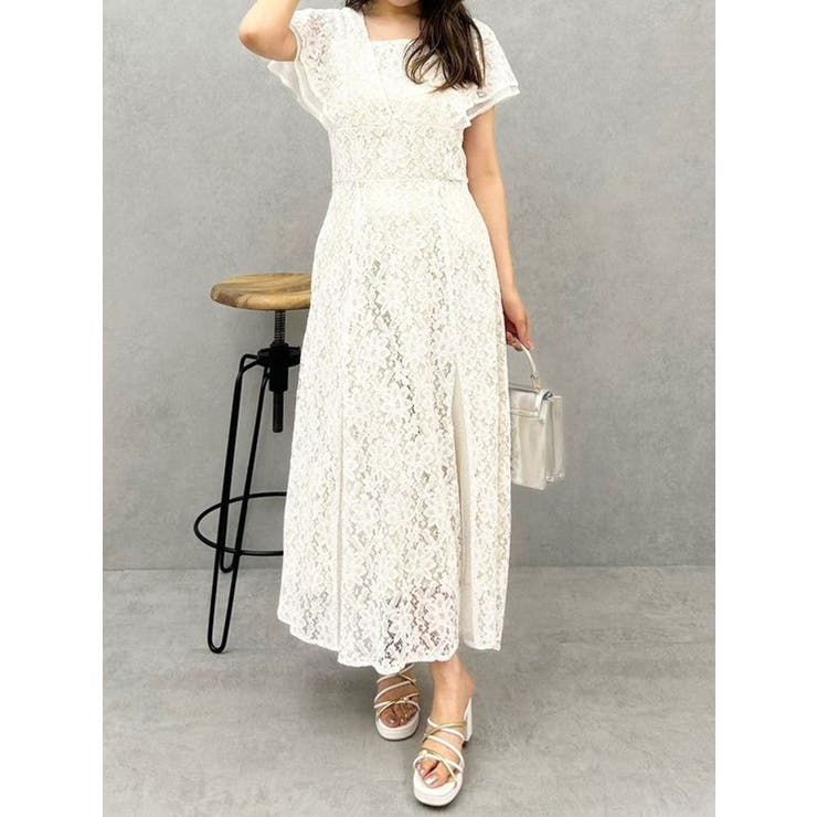 異素材切替ラッフルレースワンピース[品番：MKSW0059550]｜MERCURYDUO  