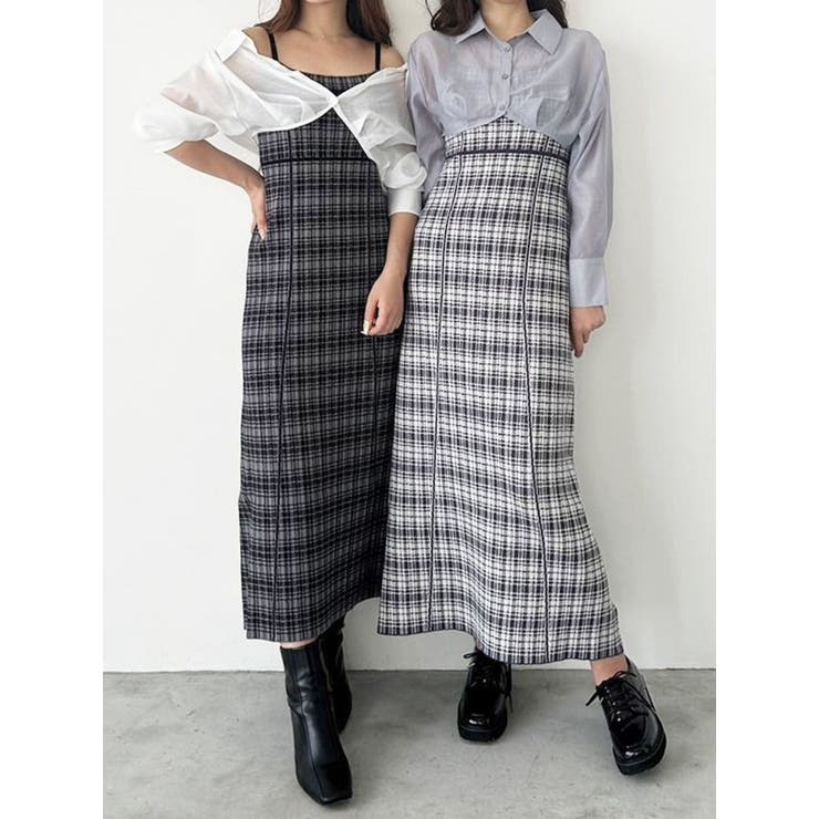 シャツドッキングジャガードニットワンピース | MERCURYDUO | 詳細画像2 
