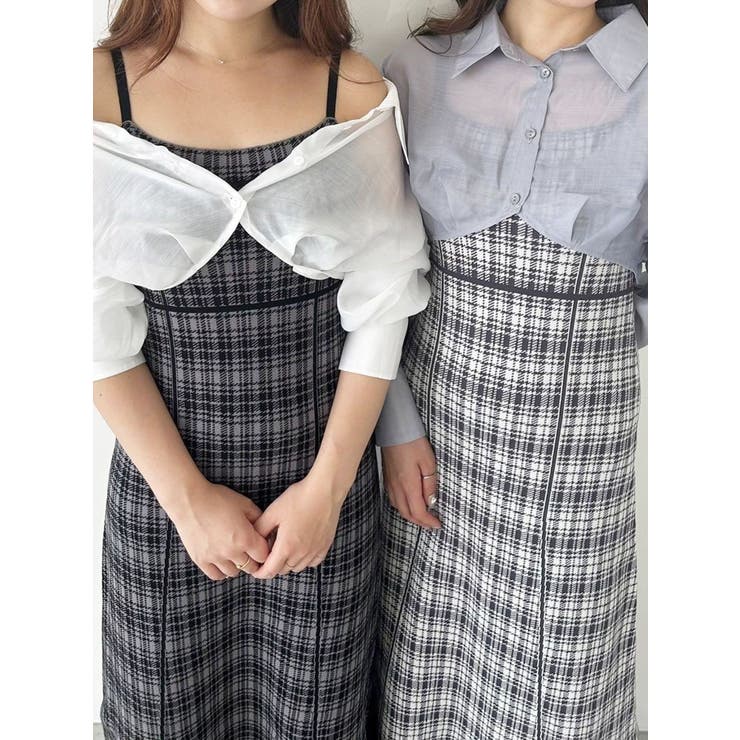 シャツドッキングジャガードニットワンピース | MERCURYDUO | 詳細画像3 