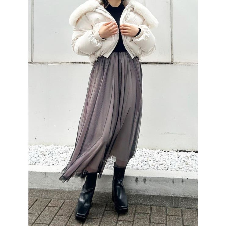 2WAYチュールニットドッキングワンピース[品番：MKSW0060621