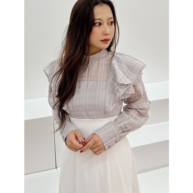 2WAYシアーチェックラッフルドッキングワンピース[品番
