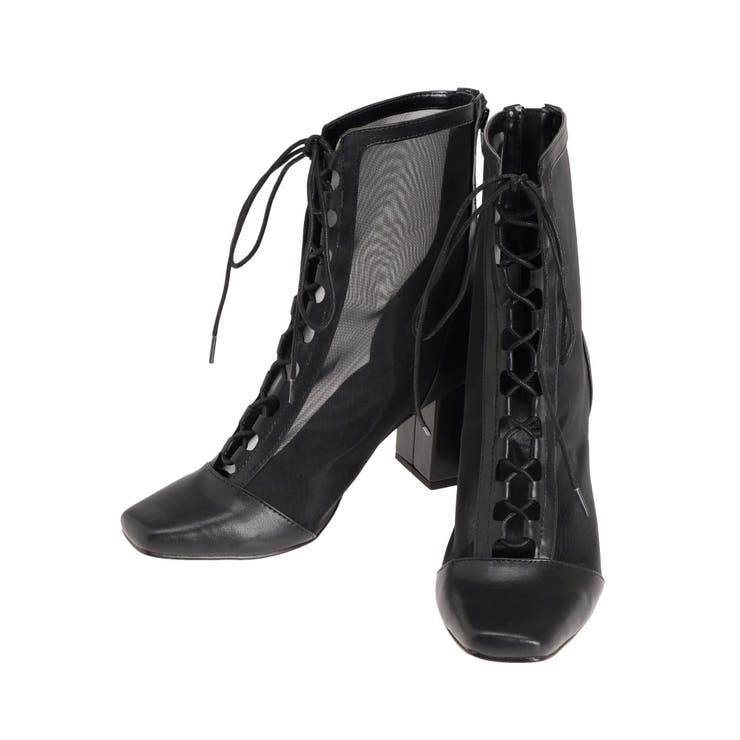 ブラック | レースアップメッシュブーツ | MERCURYDUO