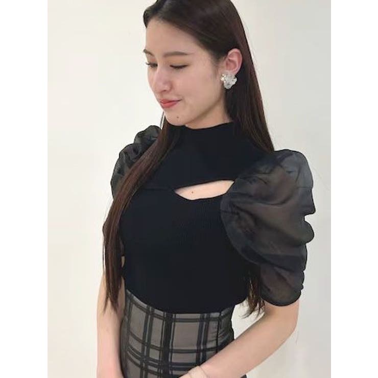 2WAY異素材パフスリーブカットアウトニット | MERCURYDUO | 詳細画像20 