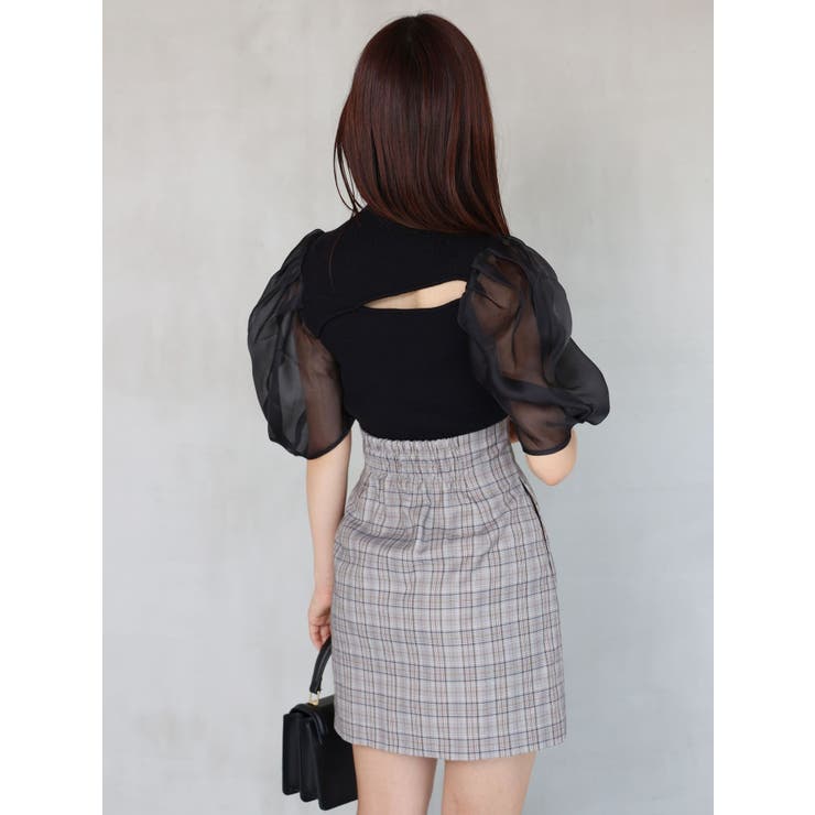 2WAY異素材パフスリーブカットアウトニット | MERCURYDUO | 詳細画像4 