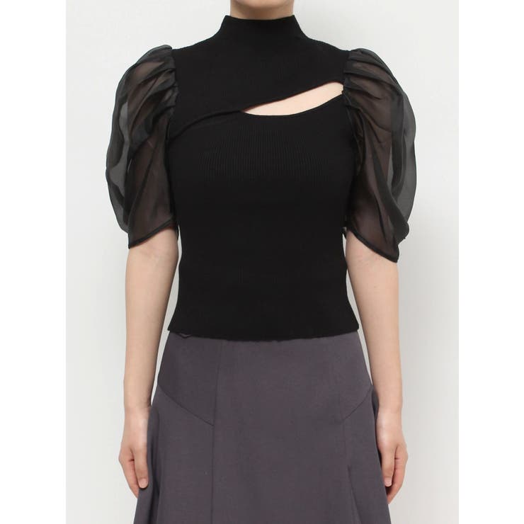 2WAY異素材パフスリーブカットアウトニット | MERCURYDUO | 詳細画像45 