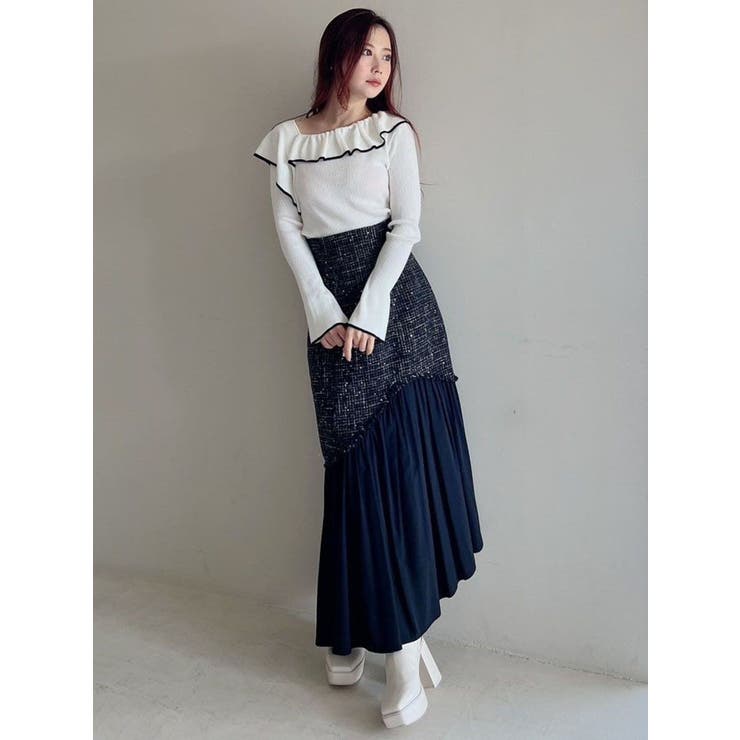 アシメランダムラッフルコンパクトニット[品番：MKSW0059950