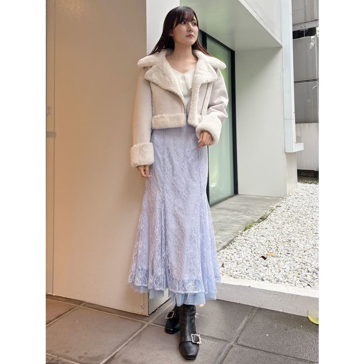2WAYフォールドラッフルロングスリーブニット[品番：MKSW0058378