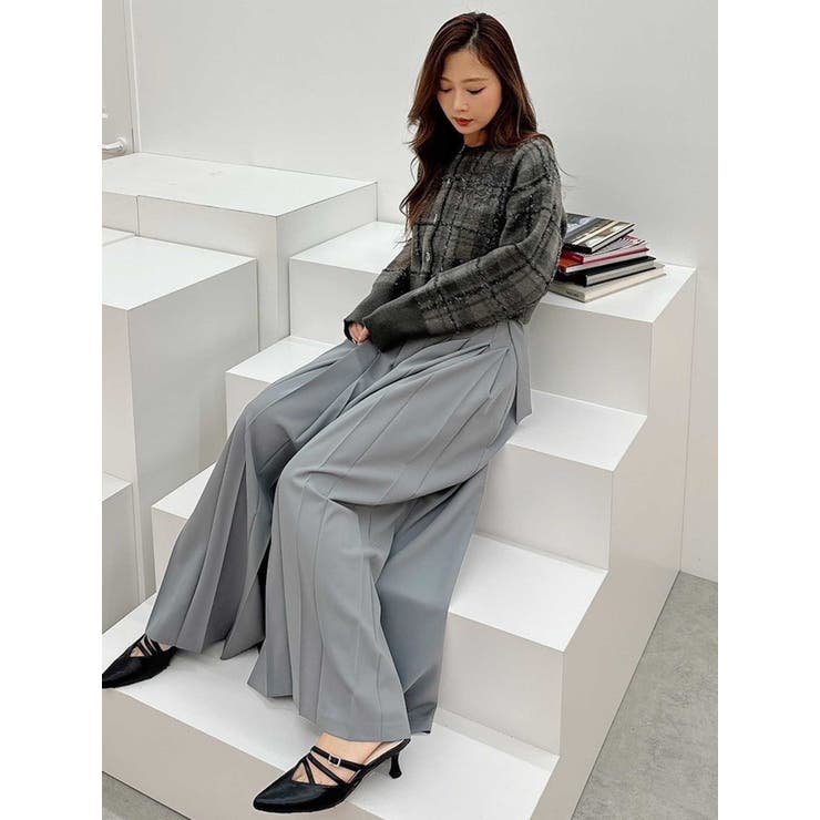 マーキュリーデュオ  ロングカーディガン グレー マーキュリーデュオ MERCURYDUO ロングスリーブミニシャギーニット