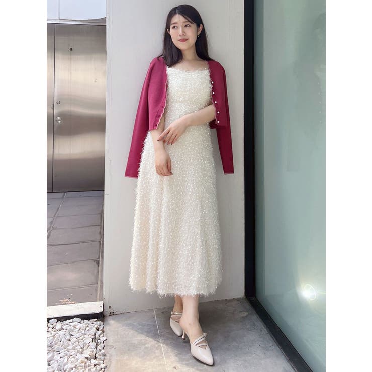 バイカラースカラップコンパクトカーディガン[品番：MKSW0059555  