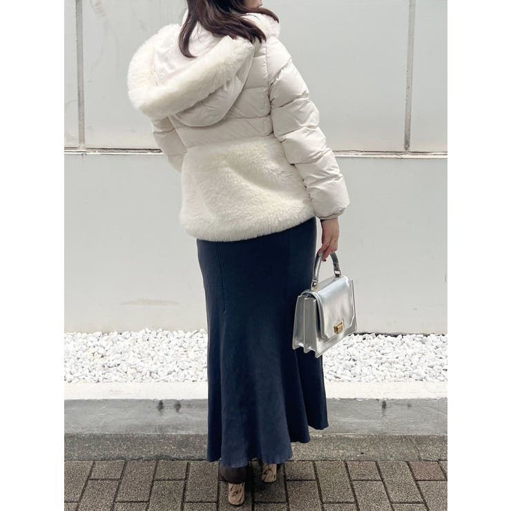 エコファーフーデッドペプラムダウン[品番：MKSW0060531]｜MERCURYDUO