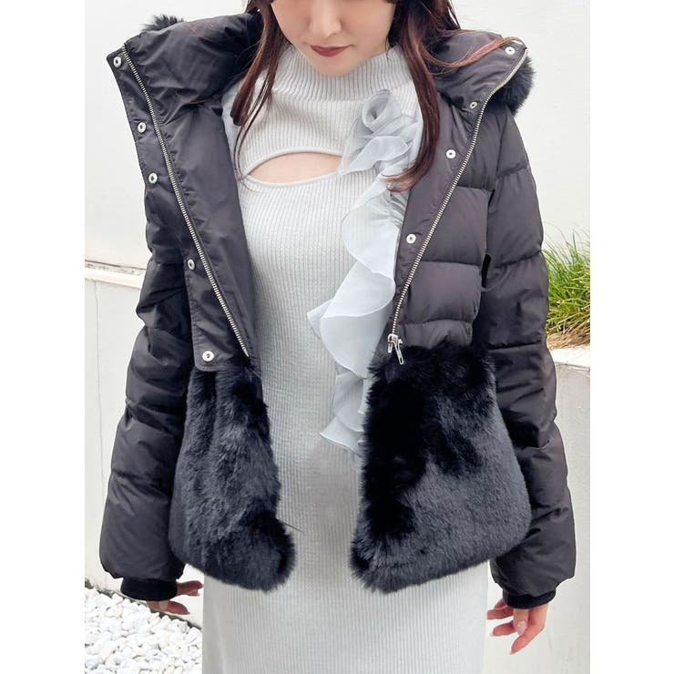 エコファーフーデッドペプラムダウン[品番：MKSW0060531]｜MERCURYDUO