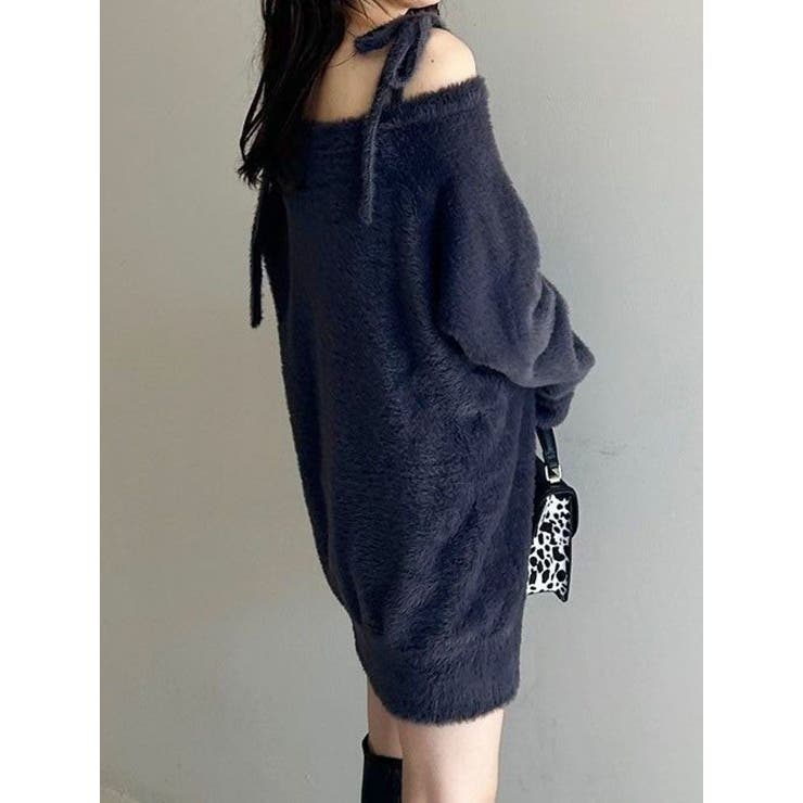 ミニシャギーストラップミニニットワンピース[品番：MKSW0059953