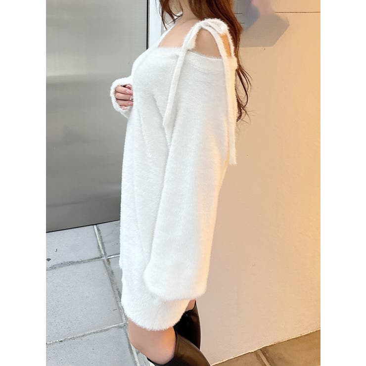 ミニシャギーストラップミニニットワンピース[品番：MKSW0059953
