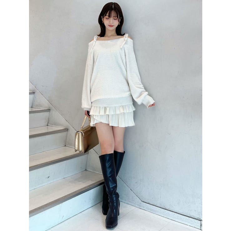 ミニシャギーストラップミニニットワンピース[品番：MKSW0059953