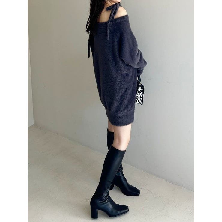ミニシャギーストラップミニニットワンピース[品番：MKSW0059953