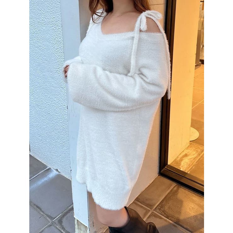 ミニシャギーストラップミニニットワンピース[品番：MKSW0059953