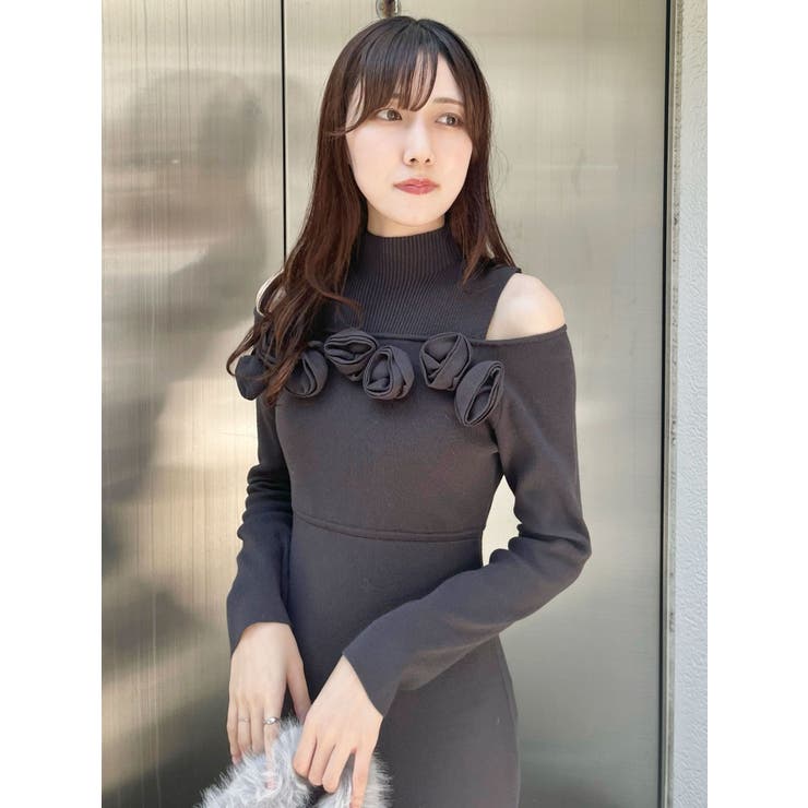 ローズモチーフニットマーメイドワンピース[品番：MKSW0060470