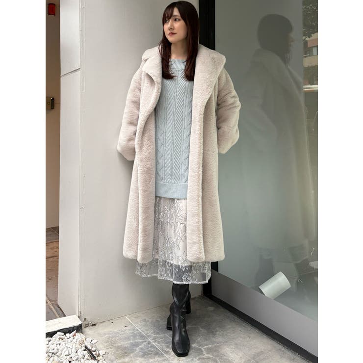 レースドッキングケーブルニットワンピース[品番：MKSW0061809