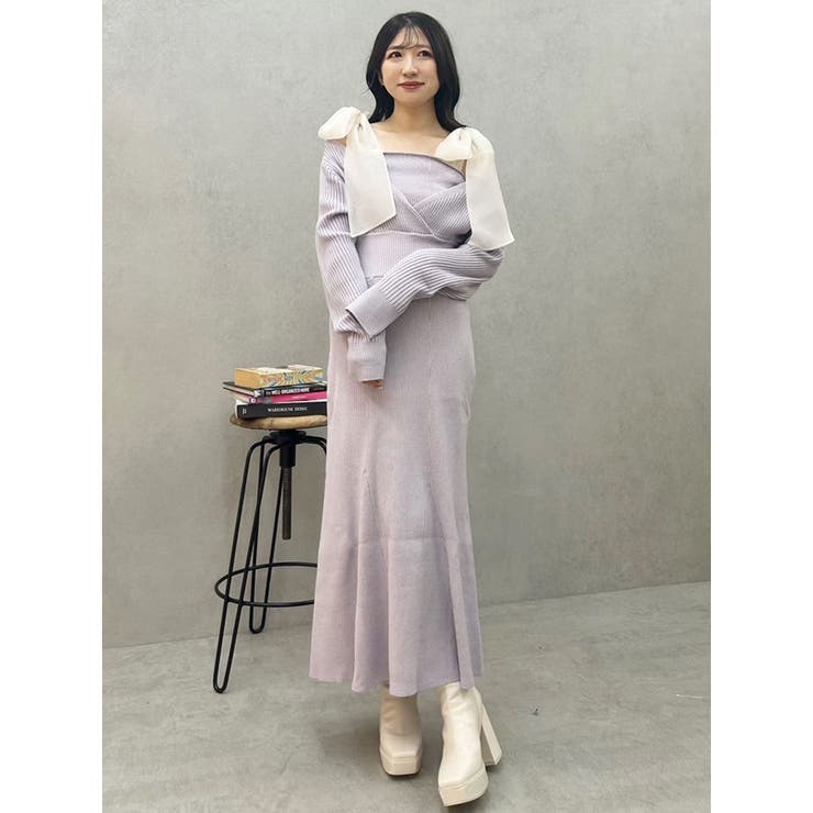 2WAYショルダーリボンマーメイドニットワンピース | MERCURYDUO | 詳細画像6 