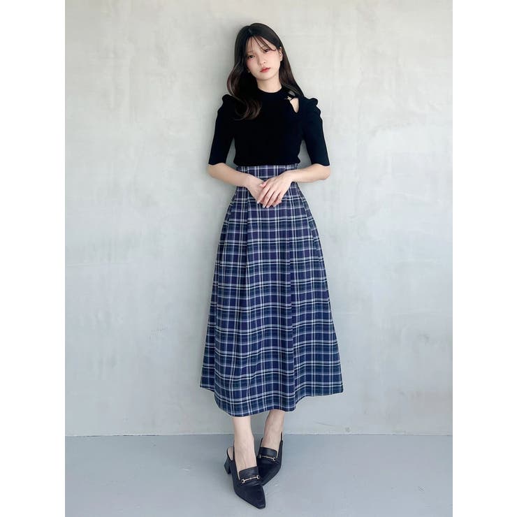 オリジナルチェックコルセットフレアスカート[品番：MKSW0060980