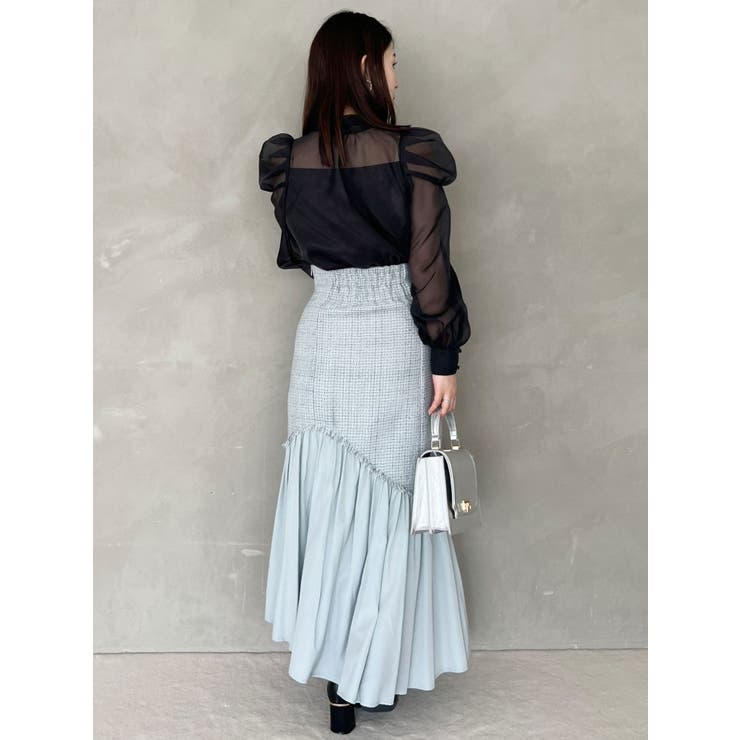 異素材ツイードマーメイドフレアスカート[品番：MKSW0058395