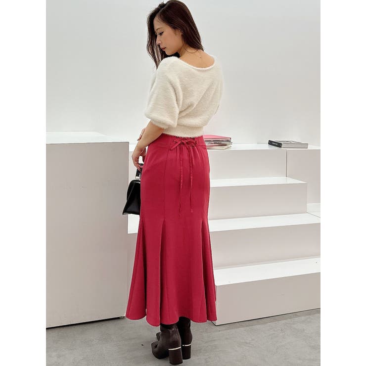 バックレースアップストレッチマーメイドスカート[品番