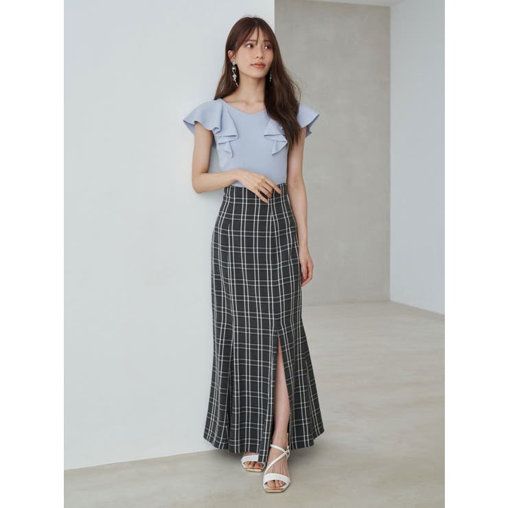 バックレースアップストレッチマーメイドスカート[品番