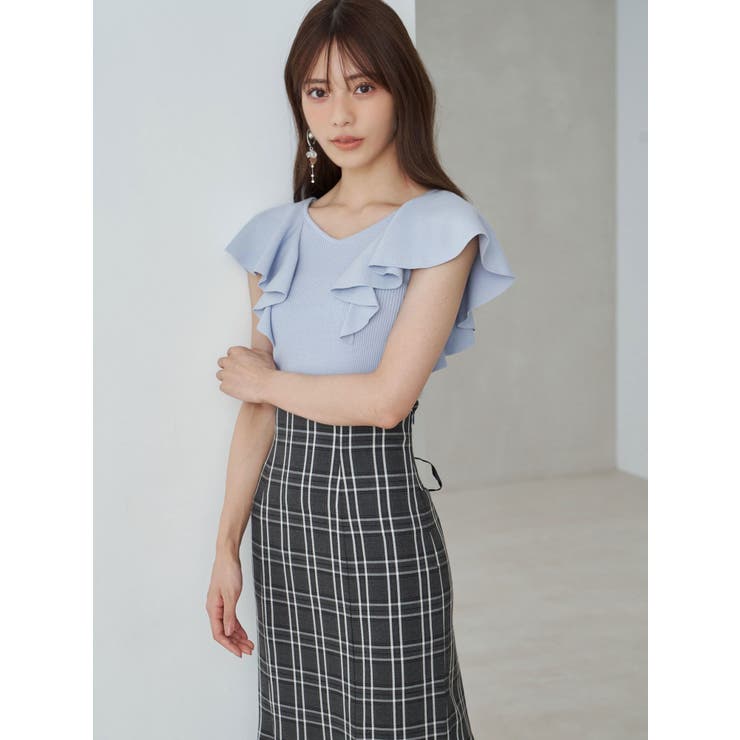 バックレースアップストレッチマーメイドスカート[品番