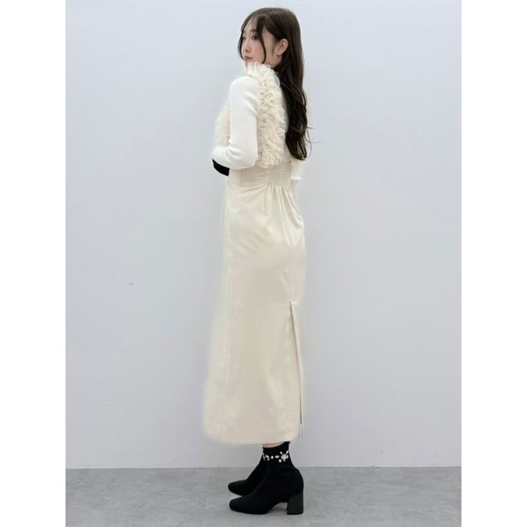 チュールサスペンダーストレートスカート[品番：MKSW0061405