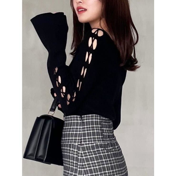 レースアップスリーブニット[品番：MKSW0058400]｜MERCURYDUO