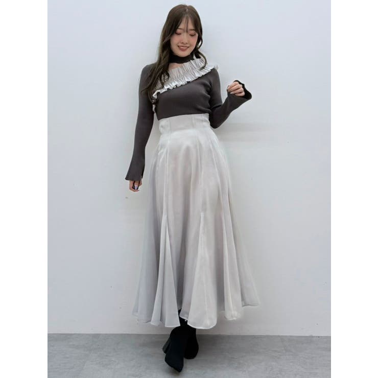 アシメ異素材ラッフルニット[品番：MKSW0061444]｜MERCURYDUO