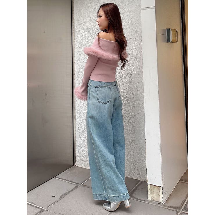 オフショルフェイクファーニット[品番：MKSW0061807]｜MERCURYDUO