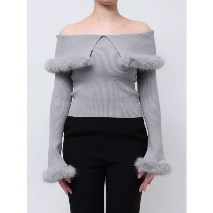 オフショルフェイクファーニット[品番：MKSW0061807]｜MERCURYDUO