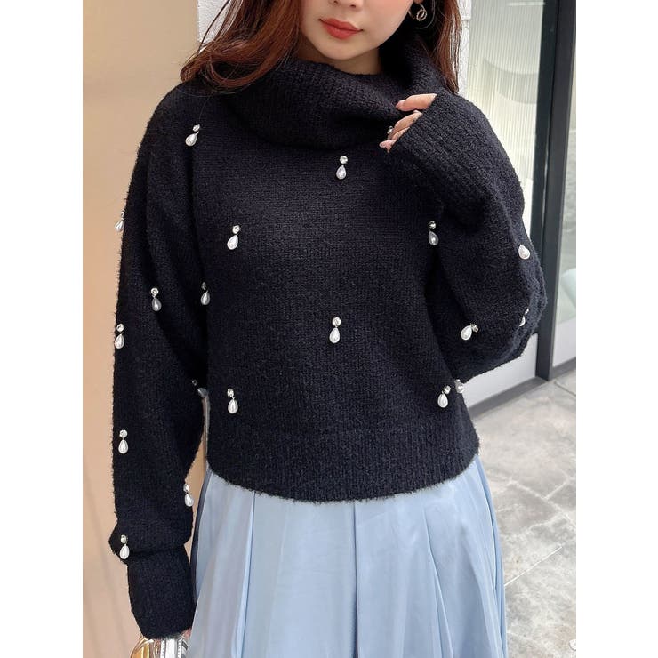 ブラック | ドロップパールニット | MERCURYDUO