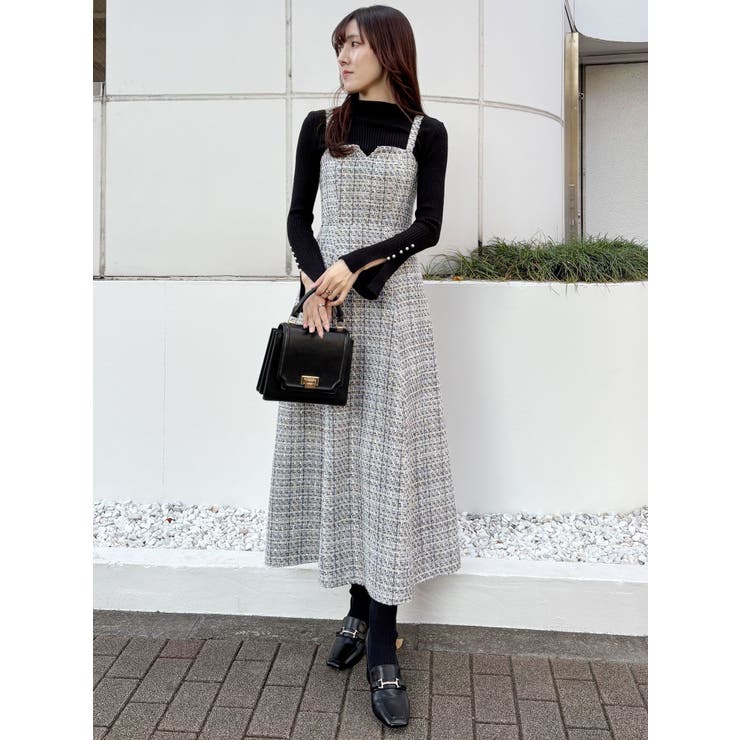 オリジナルツイードジャンスカベアワンピース【セットアップ着用