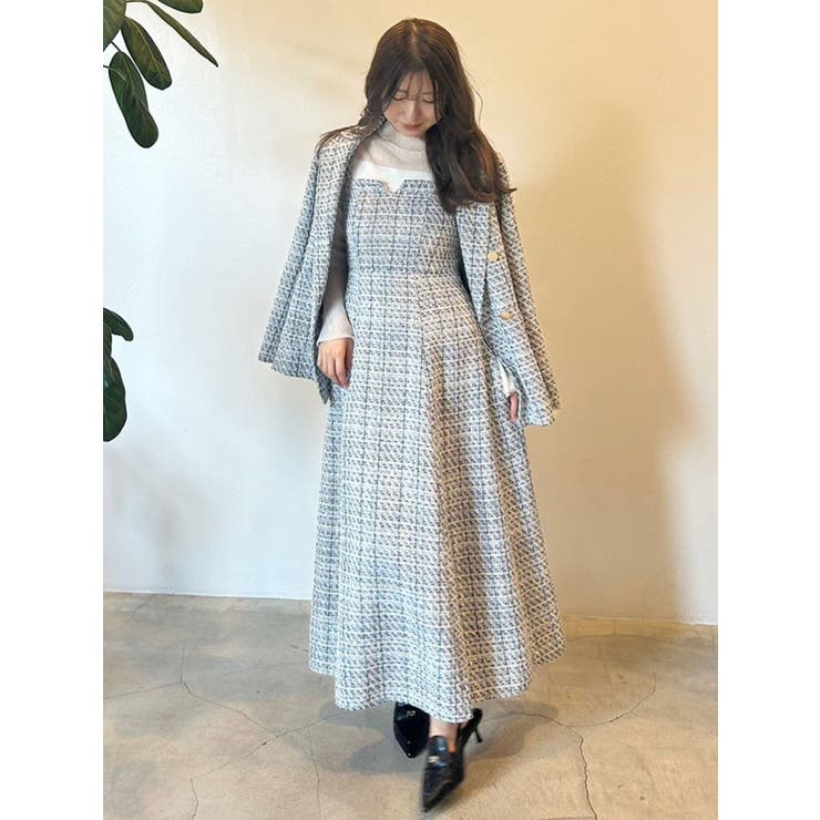 オリジナルツイードジャンスカベアワンピース【セットアップ着用