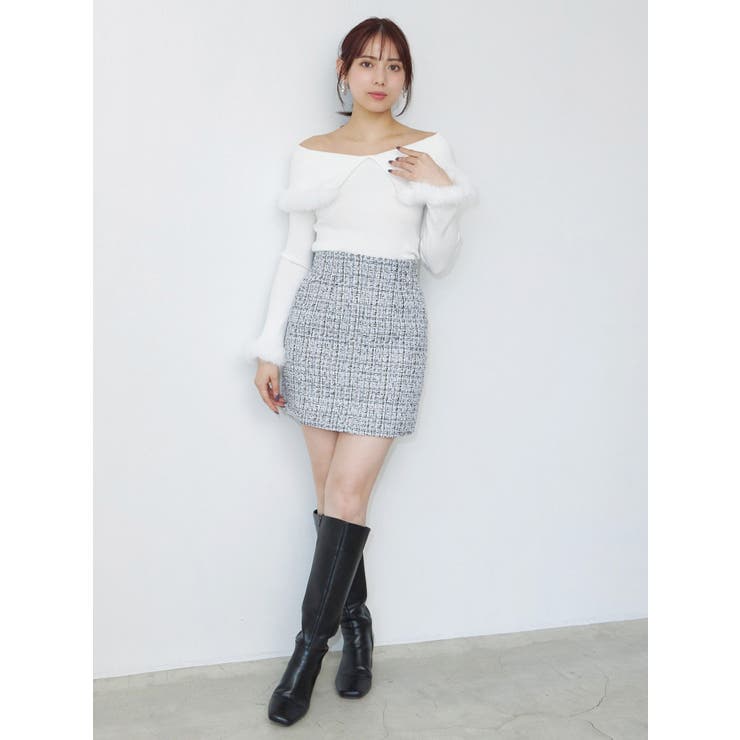 ZW COLLECTION パフ ミディスカート - エクリュ/ブルー | ZARA
