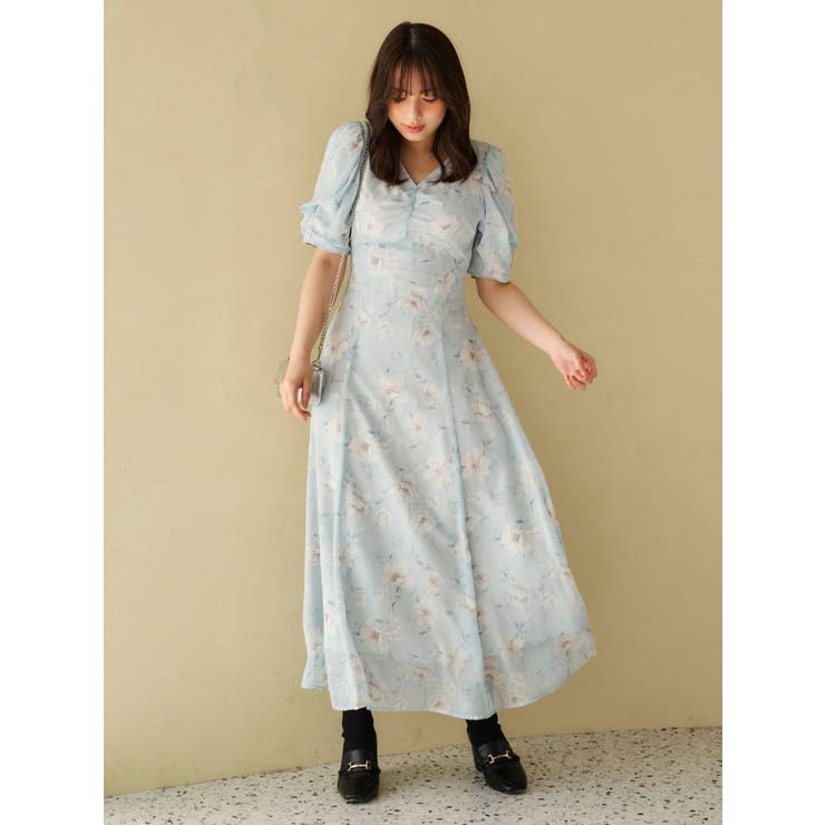 フラワーギャザースリーブワンピース[品番：MKSW0063618]｜MERCURYDUO