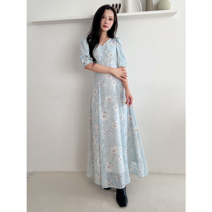 フラワーギャザースリーブワンピース[品番：MKSW0063618]｜MERCURYDUO