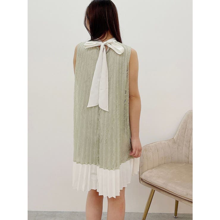 バイカラーレースプリーツミニワンピース | MERCURYDUO | 詳細画像13 