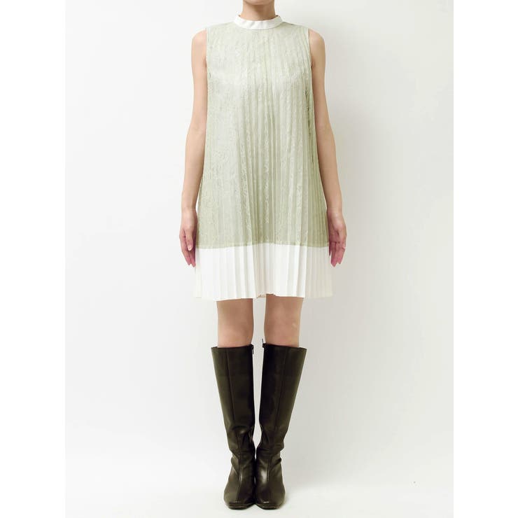 バイカラーレースプリーツミニワンピース | MERCURYDUO | 詳細画像30 