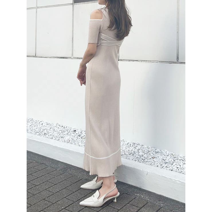 配色クロスリボンニットワンピース | MERCURYDUO | 詳細画像4 