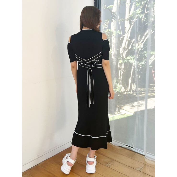 配色クロスリボンニットワンピース | MERCURYDUO | 詳細画像7 