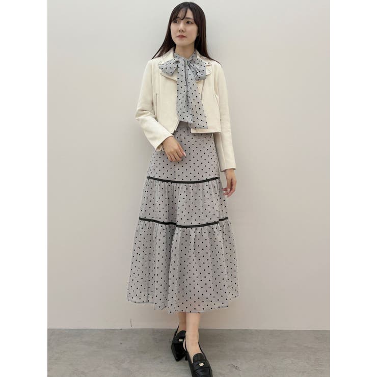 前後2WAYリボンドットティアードワンピース[品番：MKSW0062526