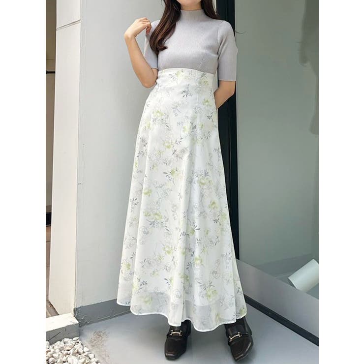 レイヤード花柄ニットドッキングワンピース[品番：MKSW0063619